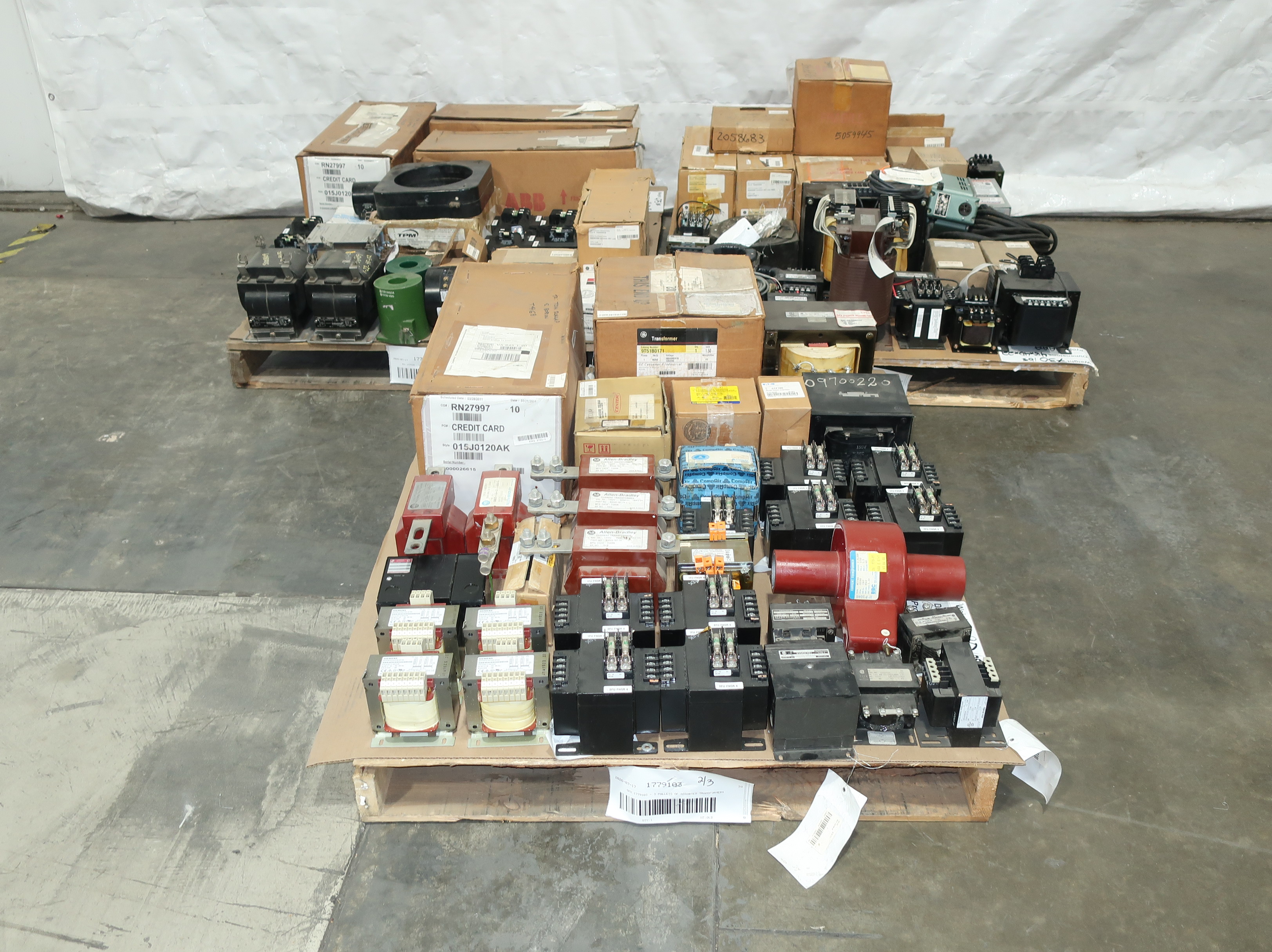 SKU 1779103 - 3 PALLETS OF ASSORTED TRANSFORMERS - POWER TRANSFORMERS