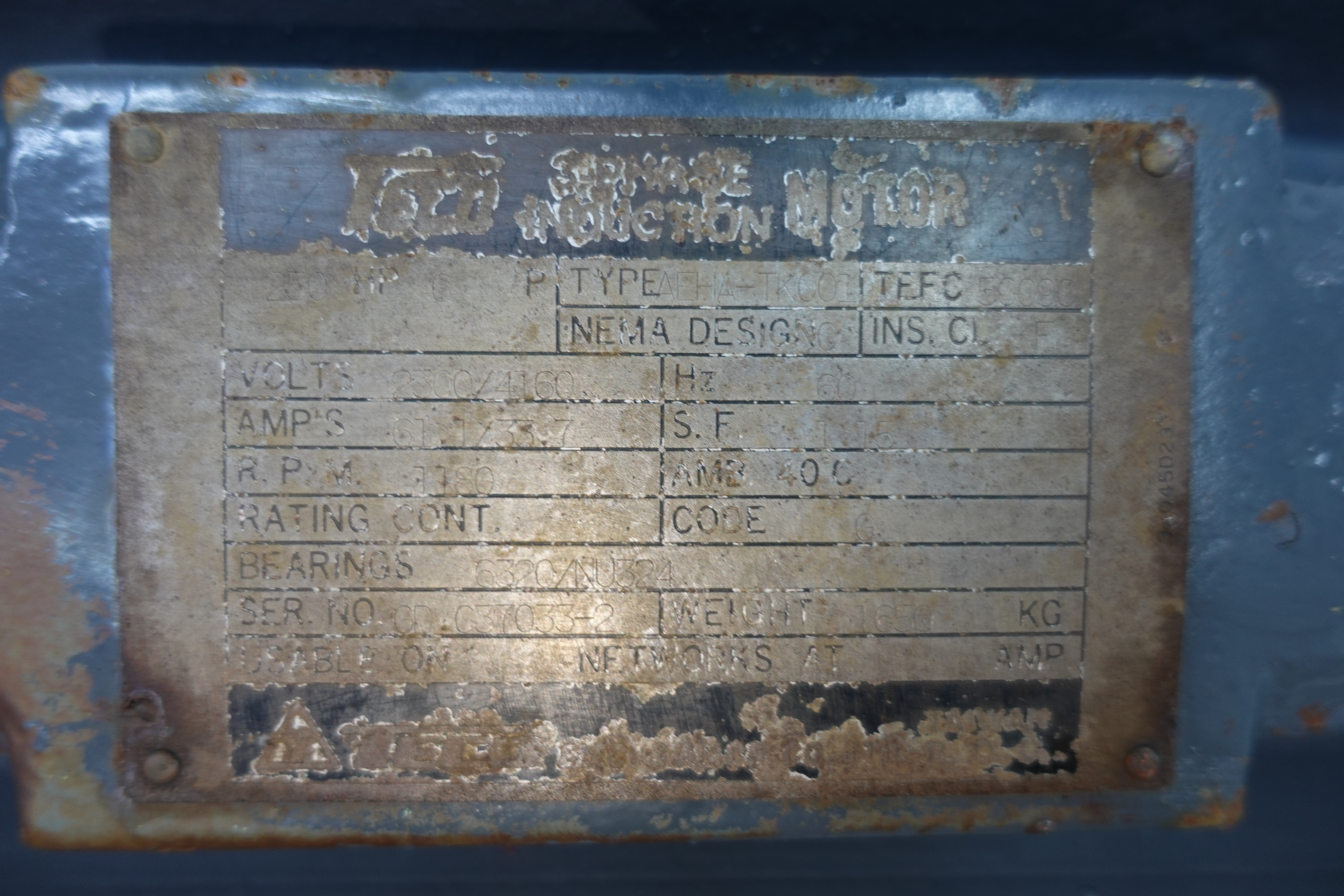 SKU 1786031 - TECO WESTINGHOUSE AEHA-TK001 AC MOTOR - AC MOTOR