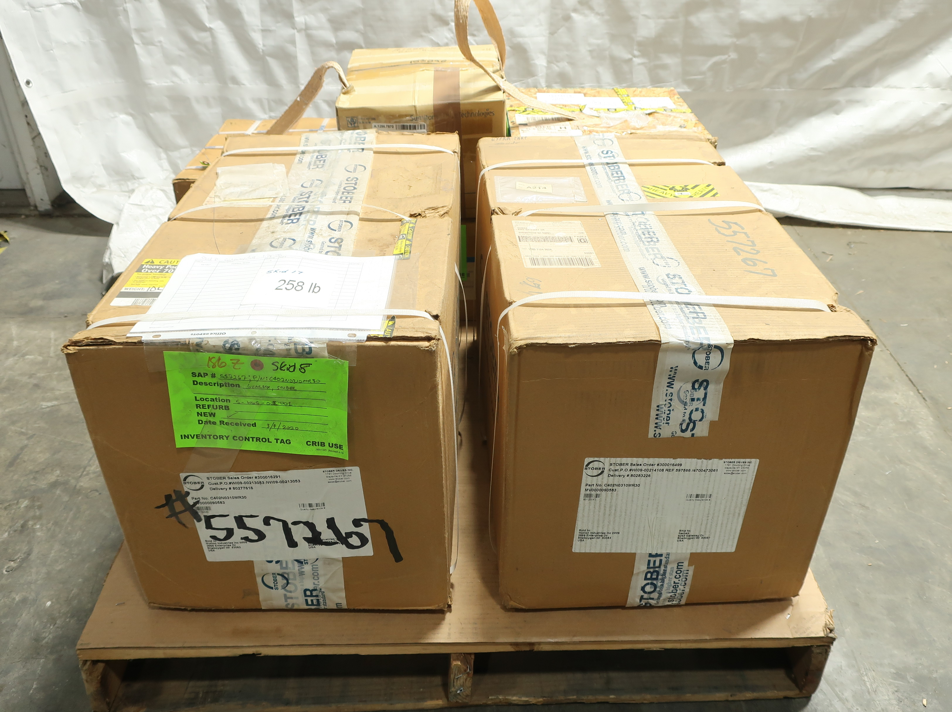 PALLET OF ASSORTED GEAR BOXES - POWER TRANSMISSION