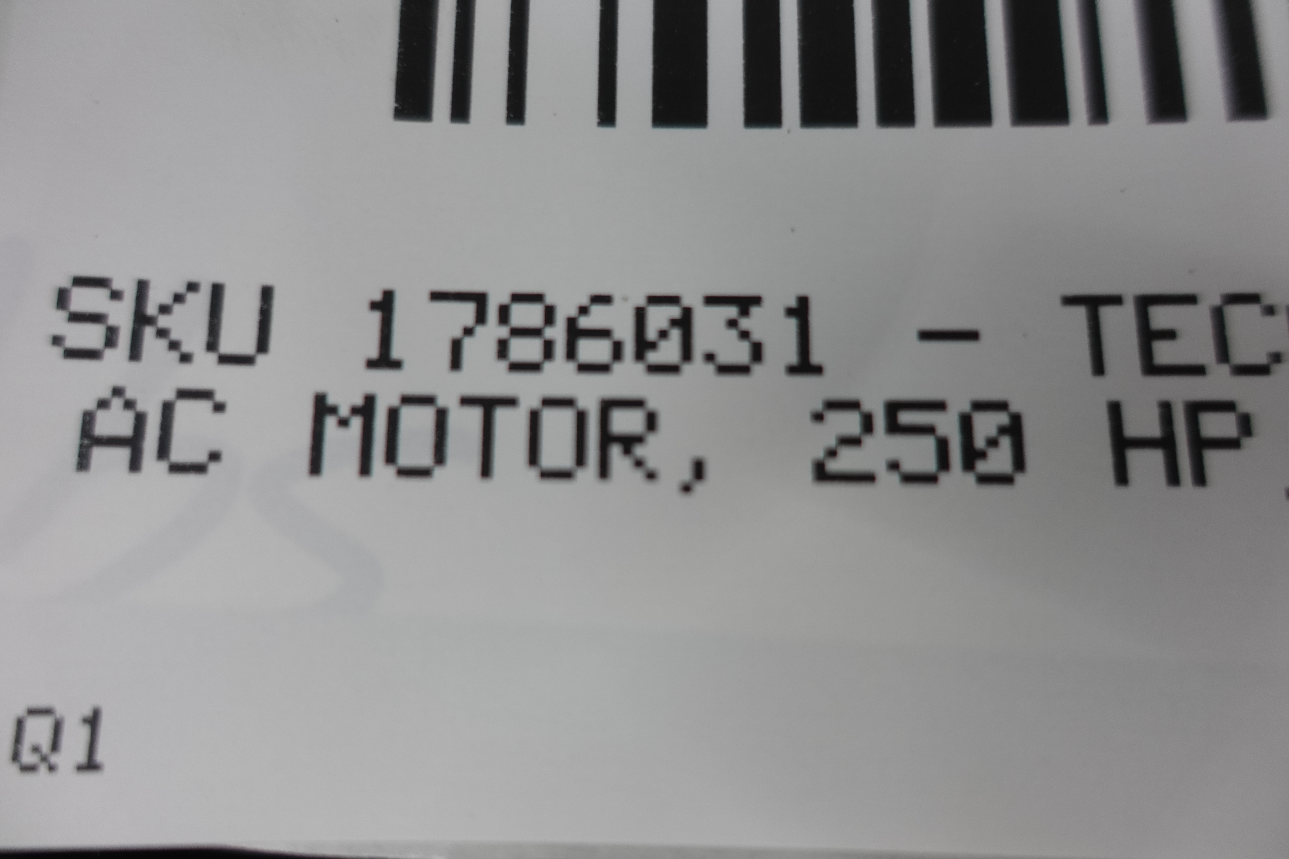 SKU 1786031 - TECO WESTINGHOUSE AEHA-TK001 AC MOTOR - AC MOTOR
