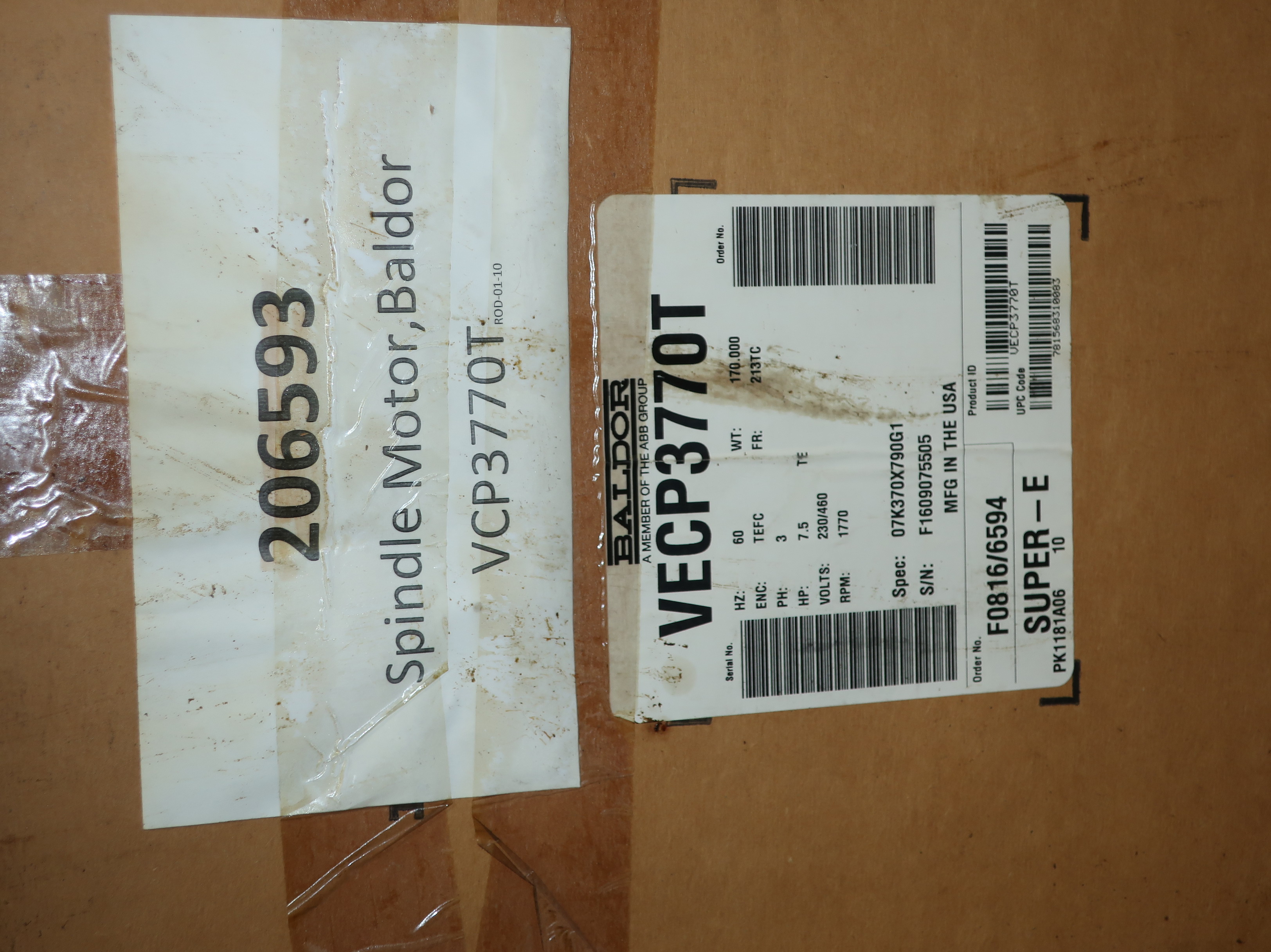 Baldor 7.5 HP Three Phase Motor 213TC 2700 RPM 460 V AC - AC MOTOR