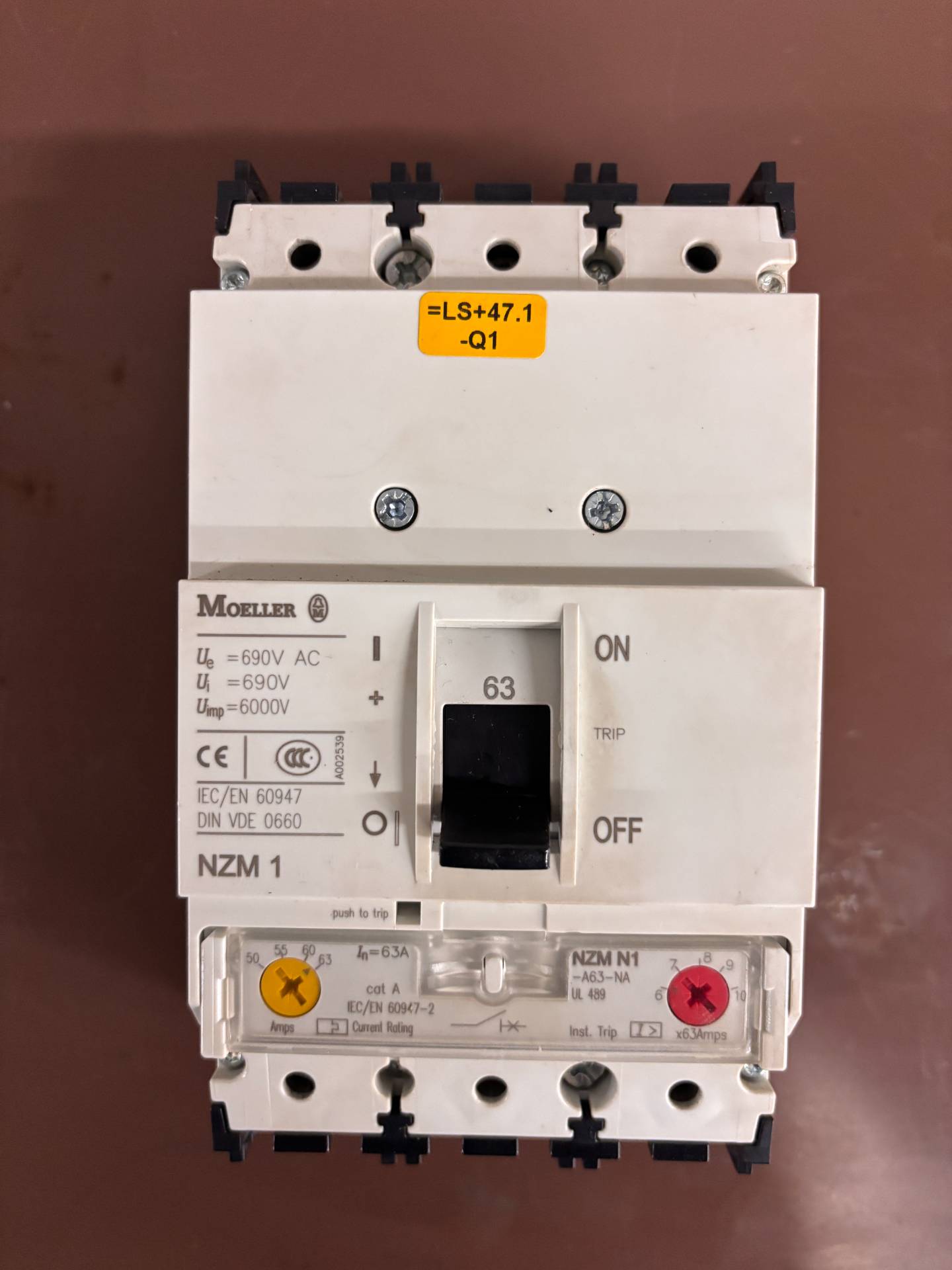 2008 MOELLER NZM N1-A63-NA MOLDED CASE CIRCUIT BREAKER - CIRCUIT BREAKERS